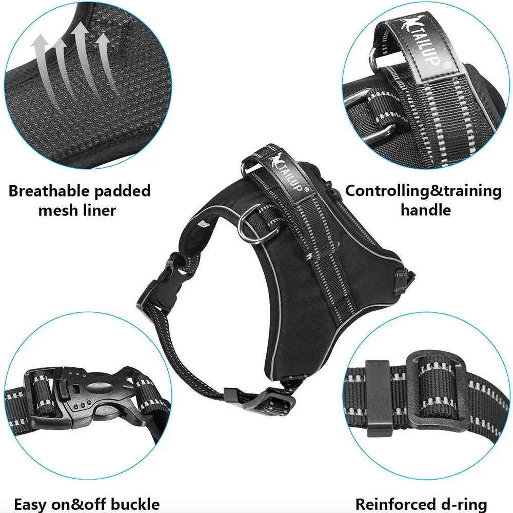 Dog Harness Tailup Pet Products Adjustable Reflective Vest Walking Lead Leash for Puppy Mesh Harness for Small Medium Dog