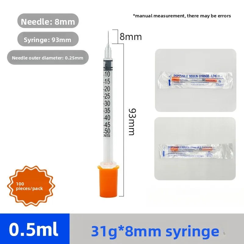 Disposable Syringe Syringes with Needles 0.5/1ml 100Pcs Individually Wrapped Clear Accurate Scale for Laboratory Pet Supplies