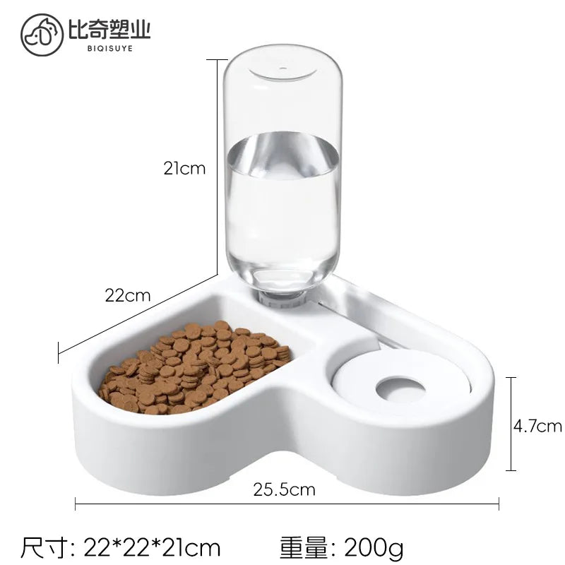 Cat feeder, dog and cat basin, equipped with water dispenser bowl, automatic recycling utensil, universal pet products