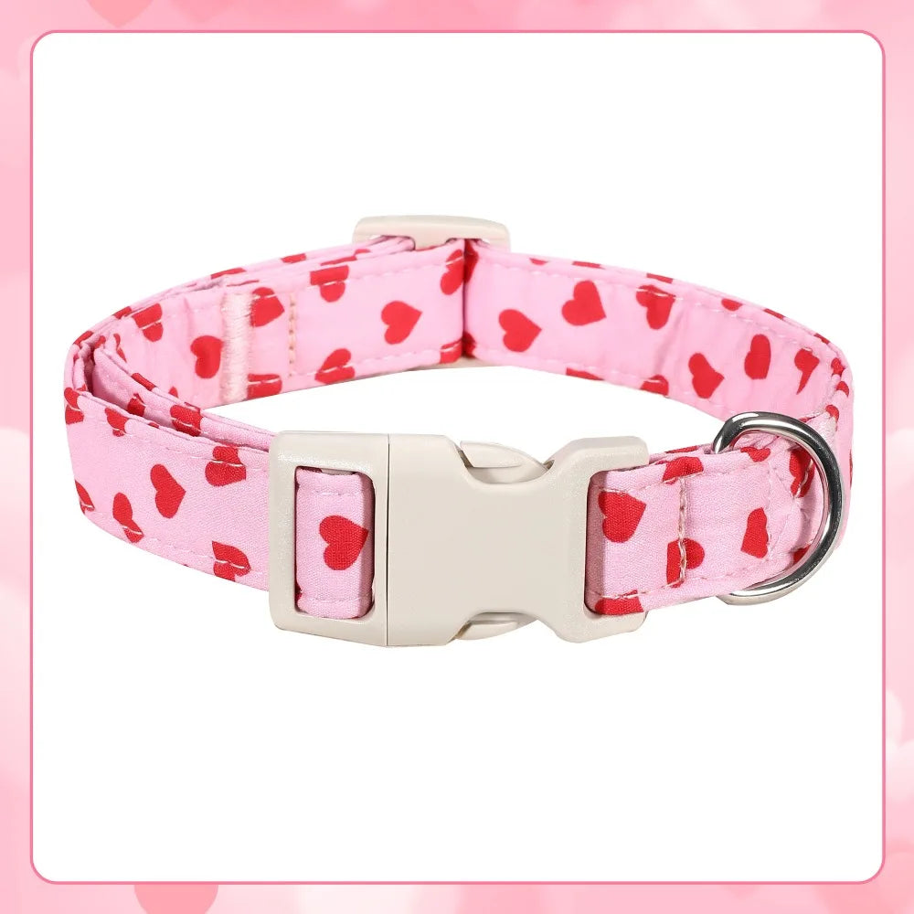 Dog Collar with Love Anti-Lost Pull Heart Pattern Adjustable Comfortable Neck Collar for Small Medium Large Dogs Pet Supplies