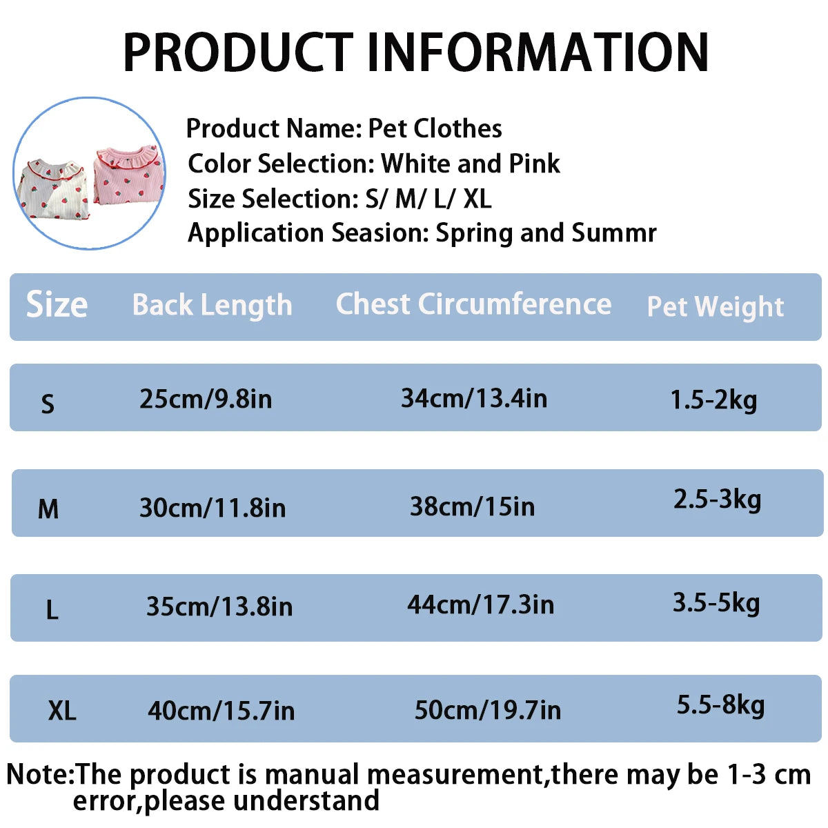 Strawberry Small Dog Clothes Summer Breathable Clothing for Cat Cute Dog Clothing for Small Dog Vest Ruffled Collar Pet Clothes