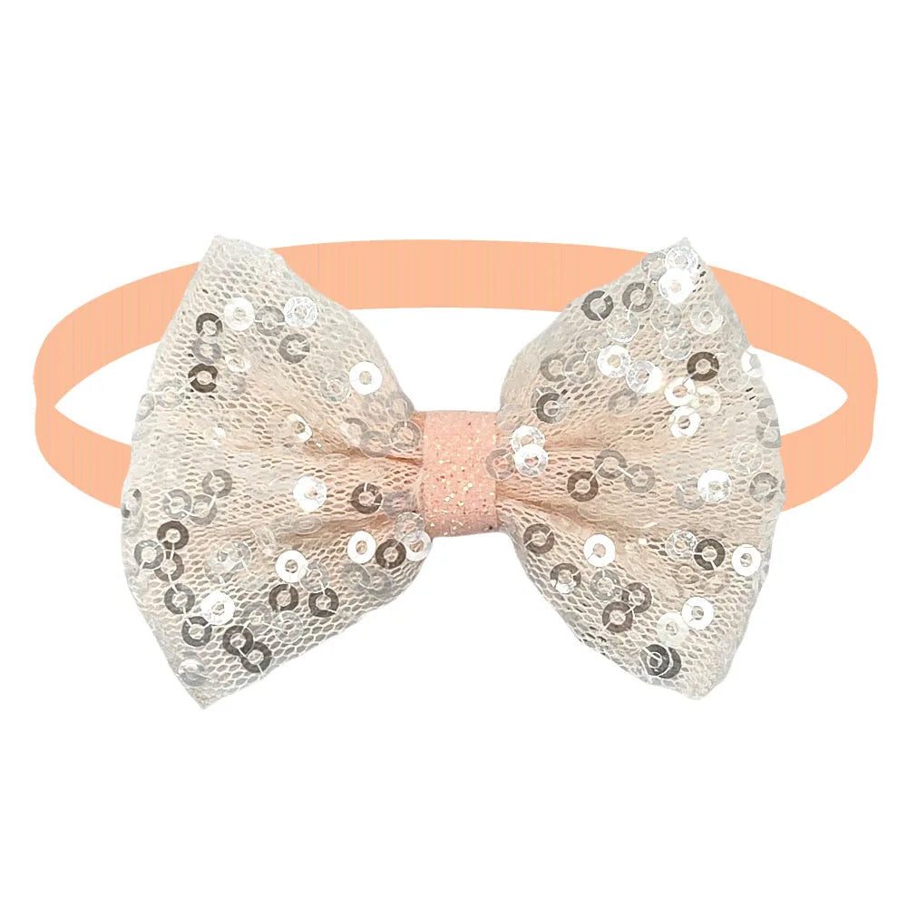50/100pcs Pet Dog Cat Bow Ties Adjustable Collar Mesh Sequins Neckties for Small Dog Dog Grooming Accessories Pet Products
