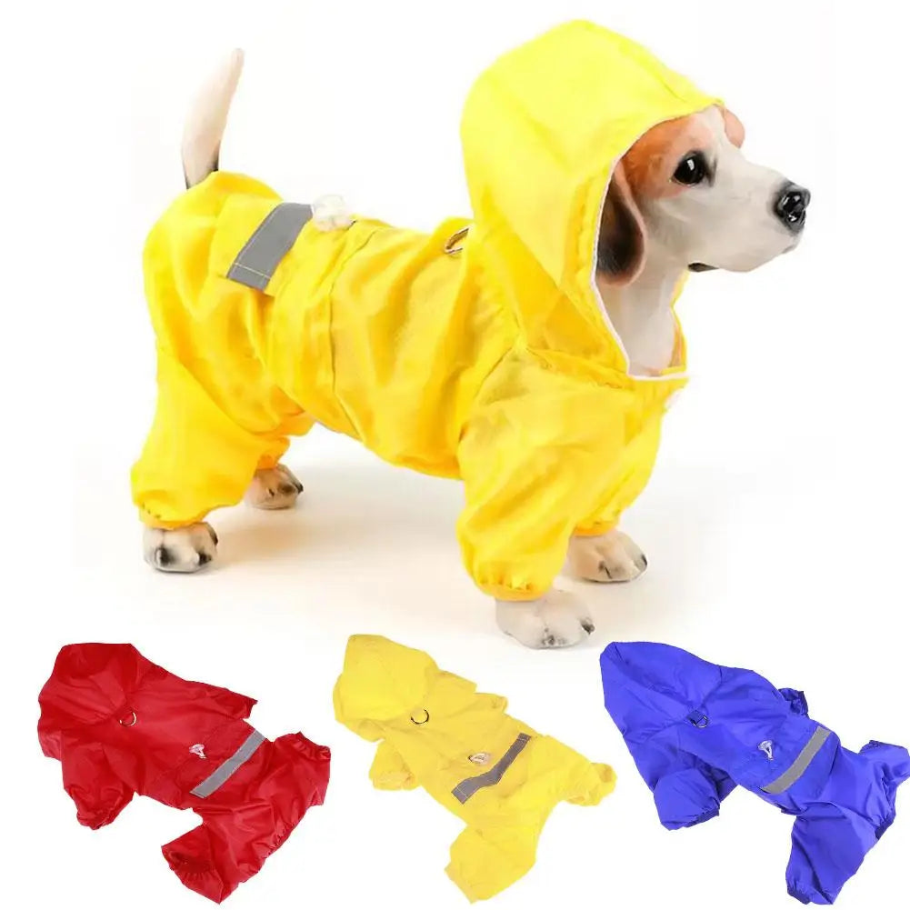 Casual Pet Dog Rain Coat Puppy Clothes Cat Raincoat Waterproof Jacket Outdoor Rainwear Hood Apparel Jumpsuit Pet Supplies Chien
