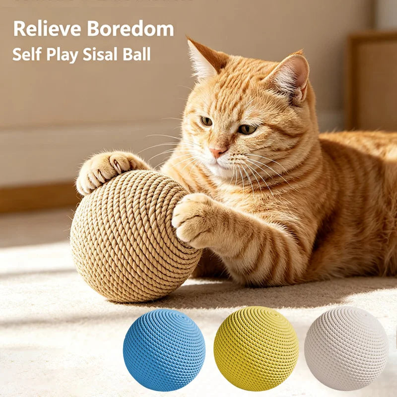 Interactive Sisal Cat Scratching Ball Toy For Kitten Teeth Cleaning Anti Bite Pet Supplies Sounding Toy 10CM  Super Big Cat Ball