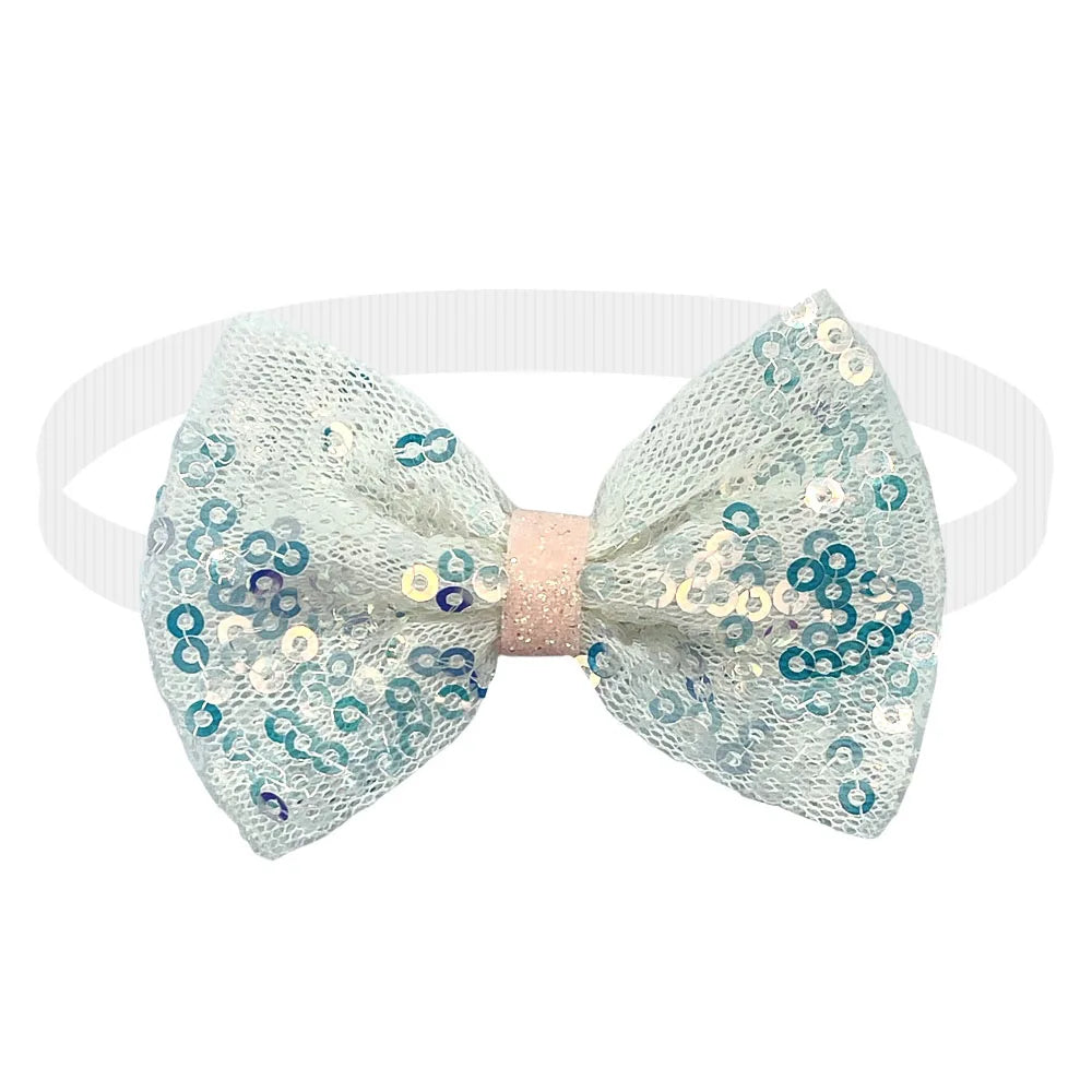 50/100pcs Pet Dog Cat Bow Ties Adjustable Collar Mesh Sequins Neckties for Small Dog Dog Grooming Accessories Pet Products