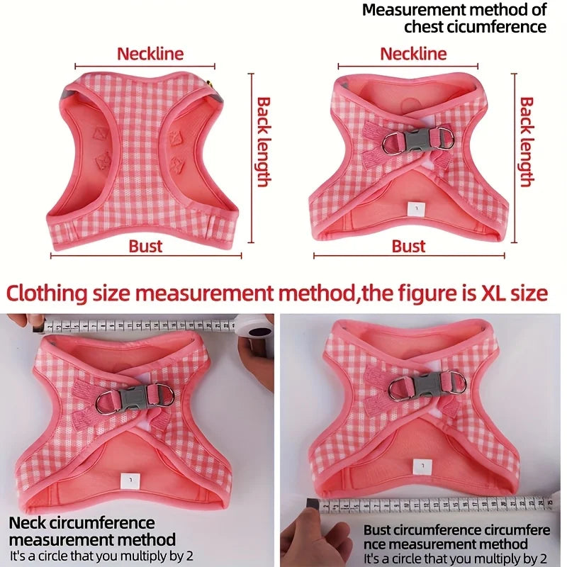 Pet Cat Set, Plaid Pattern Breathable Fabric, Durable Metal Accessories with Reflective Strips, Washable, Polyester Fiber, Suitable for Most Cats, Pet Supplies Cat Accessories, Collar, Leash