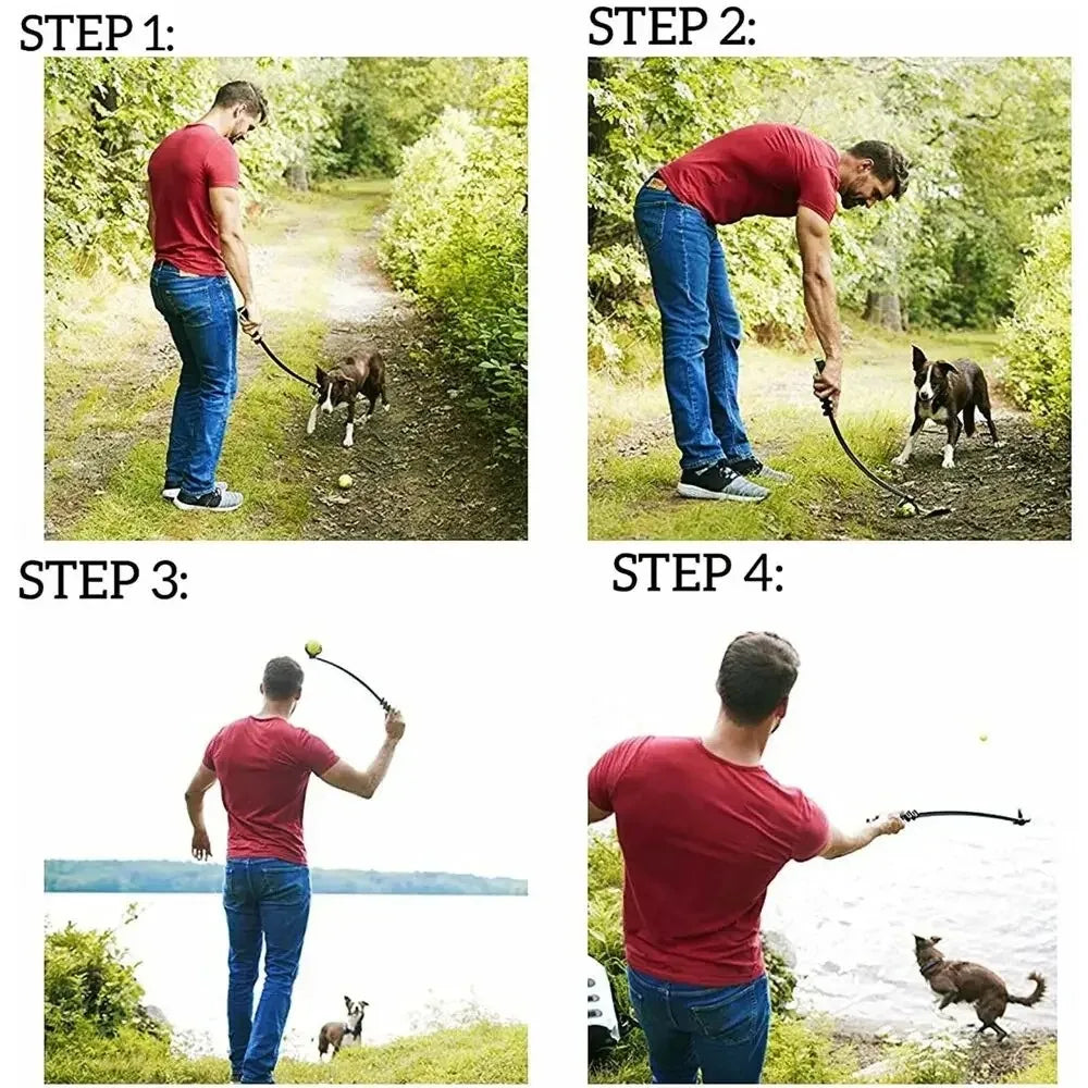 Pet Tennis Ball Launcher Set Outdoor Dog Training Toy Fetch Play Durable Ergonomic Handle Interactive Ball Picking Pet Supplies