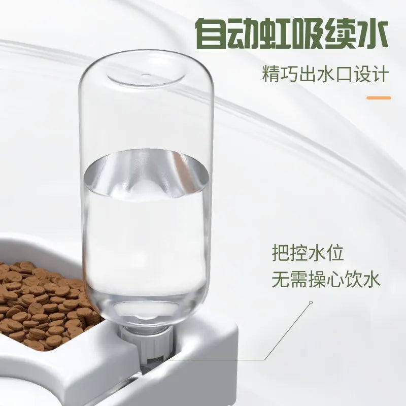 Cat feeder, dog and cat basin, equipped with water dispenser bowl, automatic recycling utensil, universal pet products