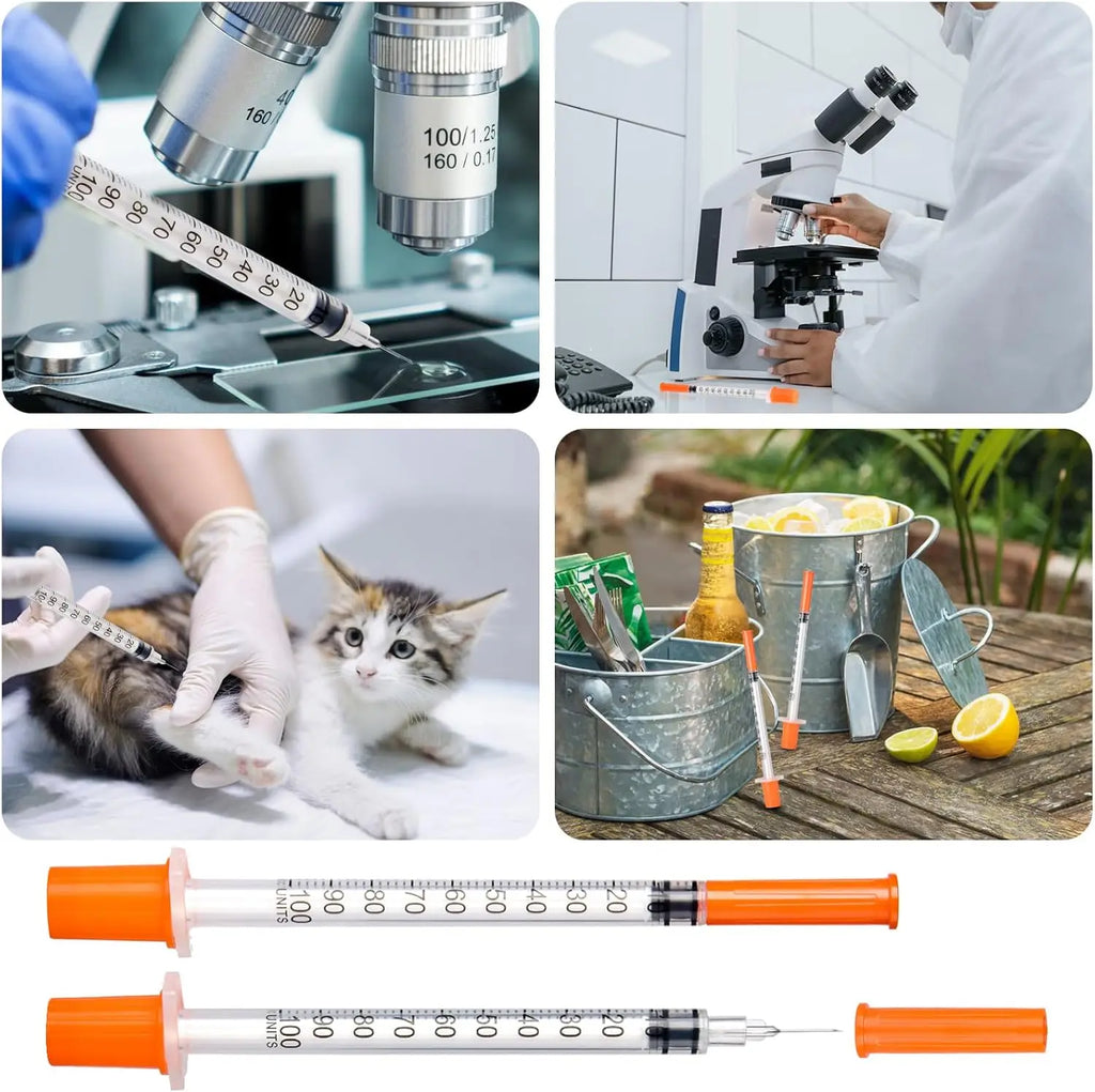 Disposable Syringe Syringes with Needles 0.5/1ml 100Pcs Individually Wrapped Clear Accurate Scale for Laboratory Pet Supplies