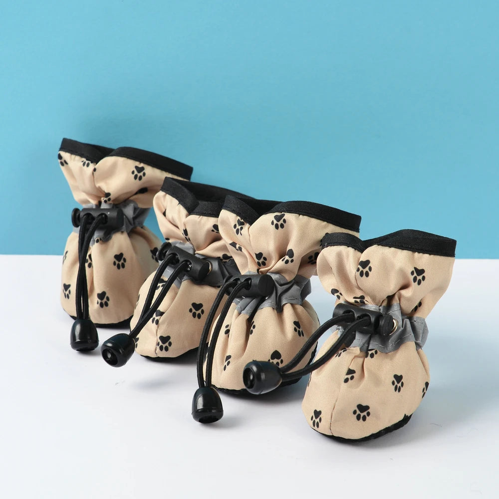 4 Pcs Waterproof Dog Shoes For Small Dogs Chihuahua Adjustable Reflective Rain Boots Puppy Pet Cat Socks Booties Pet Products