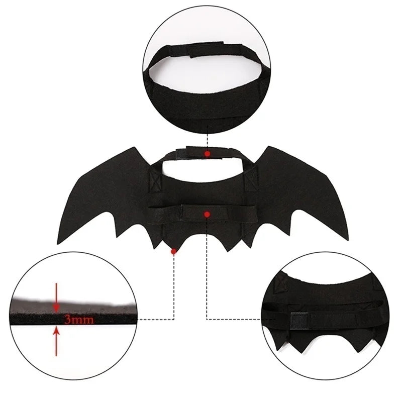2026 Halloween Cute Pet Clothes Black Bat Wings Harness Costume Halloween Cosplay Cat Dog Halloween Party For Pet Supplies