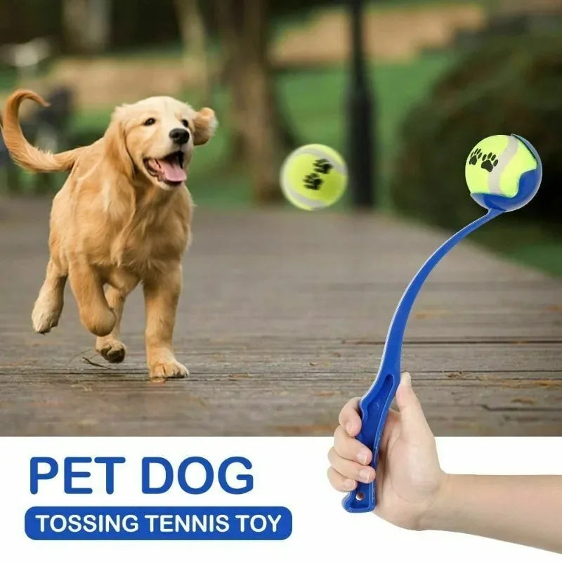 Pet Tennis Ball Launcher Set Outdoor Dog Training Toy Fetch Play Durable Ergonomic Handle Interactive Ball Picking Pet Supplies