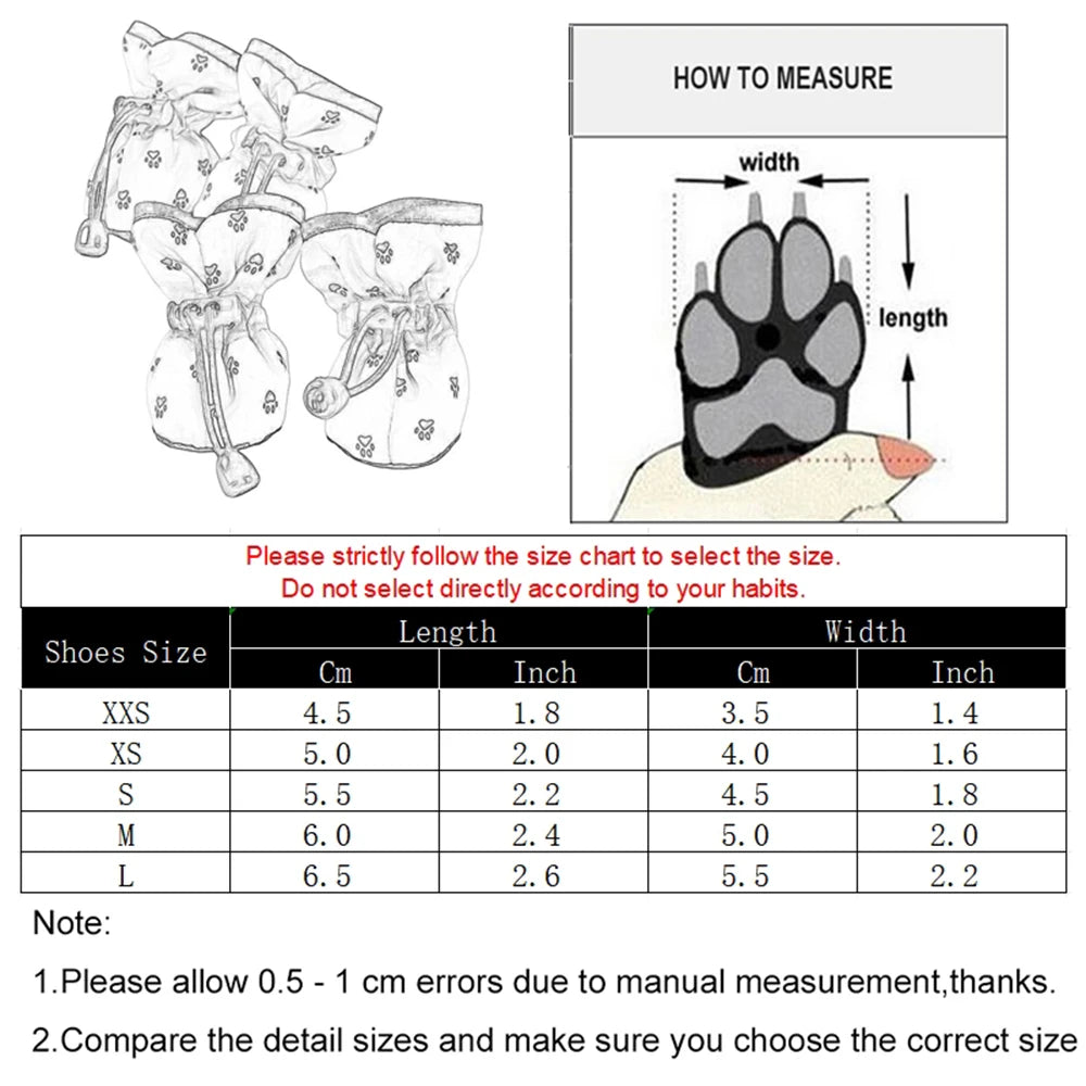 4 Pcs Waterproof Dog Shoes For Small Dogs Chihuahua Adjustable Reflective Rain Boots Puppy Pet Cat Socks Booties Pet Products