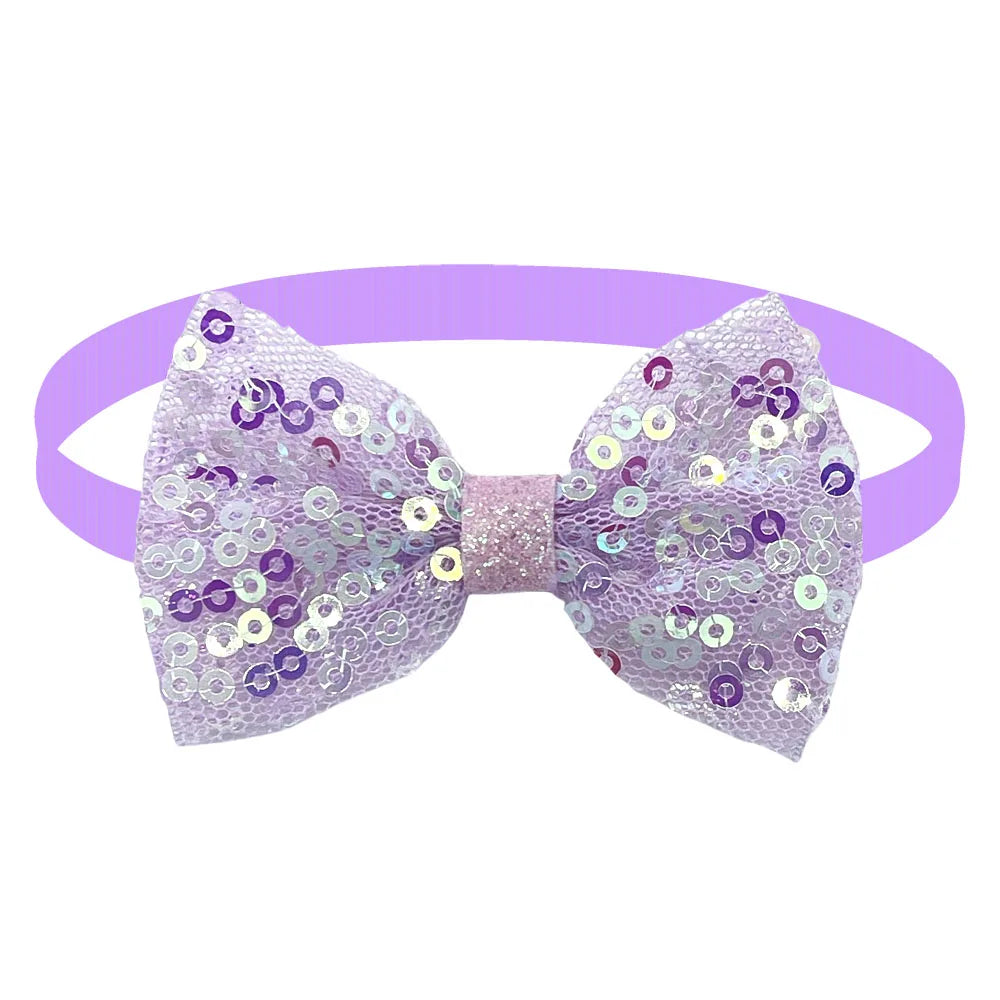 50/100pcs Pet Dog Cat Bow Ties Adjustable Collar Mesh Sequins Neckties for Small Dog Dog Grooming Accessories Pet Products