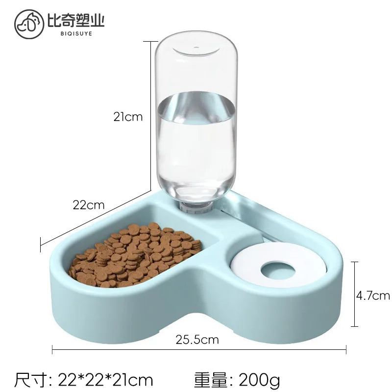 Cat feeder, dog and cat basin, equipped with water dispenser bowl, automatic recycling utensil, universal pet products