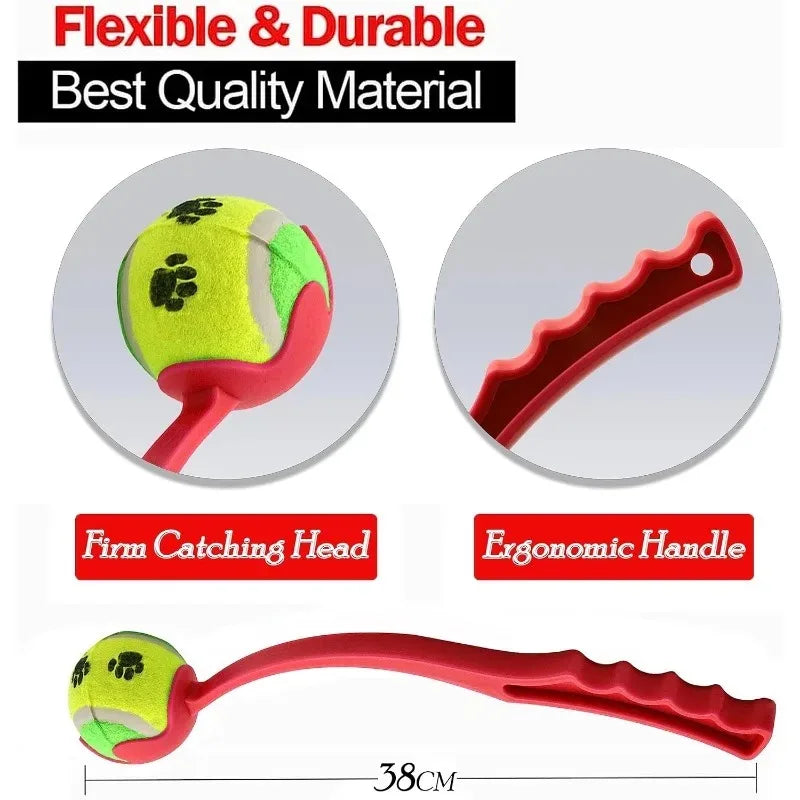 Pet Tennis Ball Launcher Set Outdoor Dog Training Toy Fetch Play Durable Ergonomic Handle Interactive Ball Picking Pet Supplies
