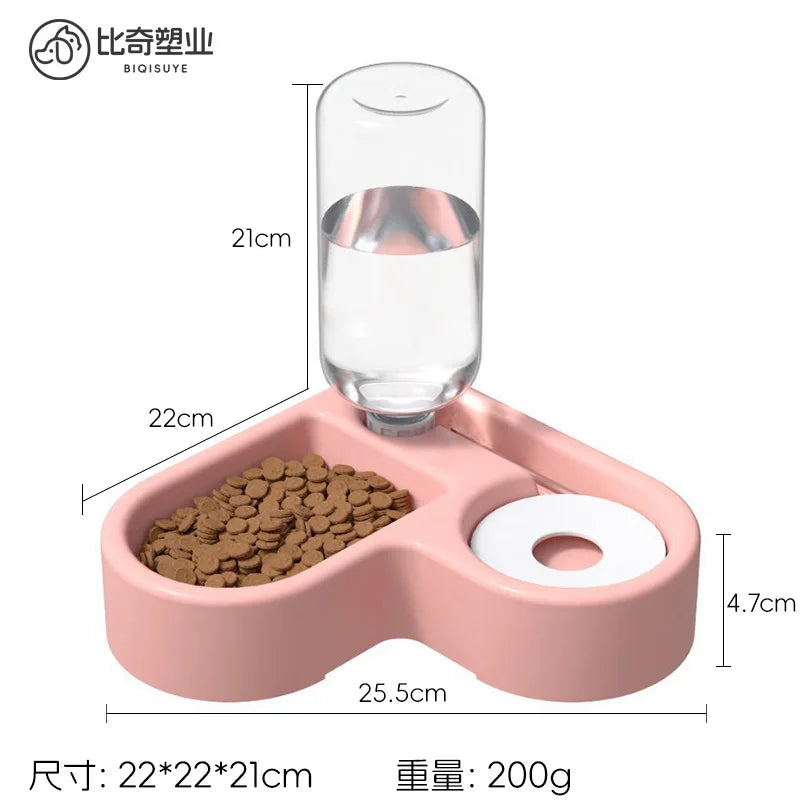 Cat feeder, dog and cat basin, equipped with water dispenser bowl, automatic recycling utensil, universal pet products