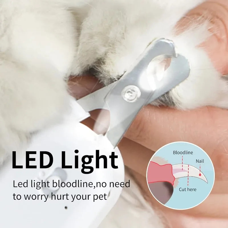 nail supplies Pet Nail Clipper LED UV Light Ultra Bright Sharp Angled Blade Bloodline Protection for Cats Rabbits Small Animals