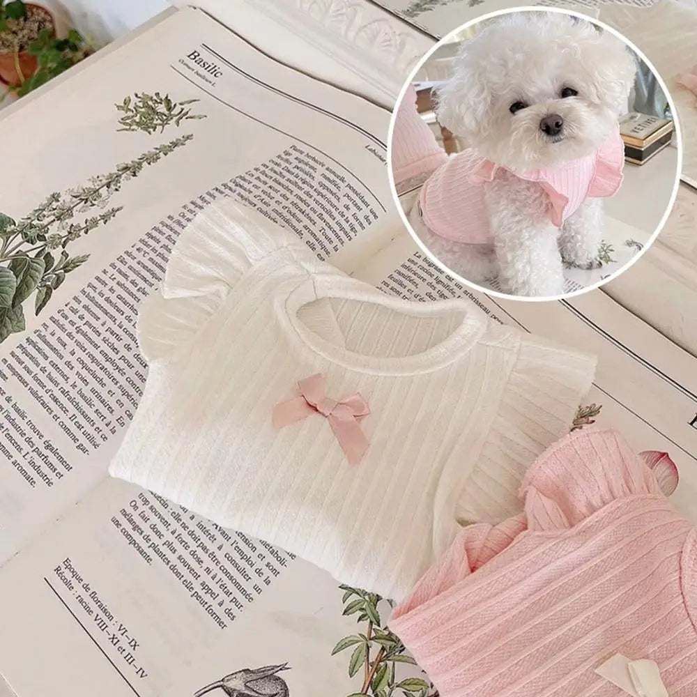Cute Bow Dog Vest 2026 Dog Clothes Puppy Pullover Summer Pet Clothes Breathable Two-Legged Clothes Solid Color Cat Pet Products