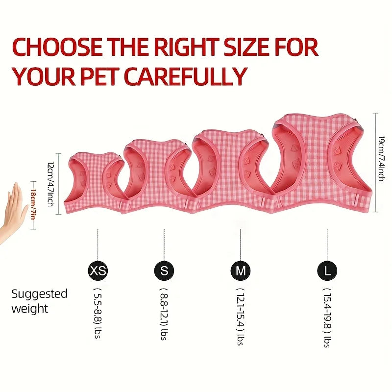 Pet Cat Set, Plaid Pattern Breathable Fabric, Durable Metal Accessories with Reflective Strips, Washable, Polyester Fiber, Suitable for Most Cats, Pet Supplies Cat Accessories, Collar, Leash