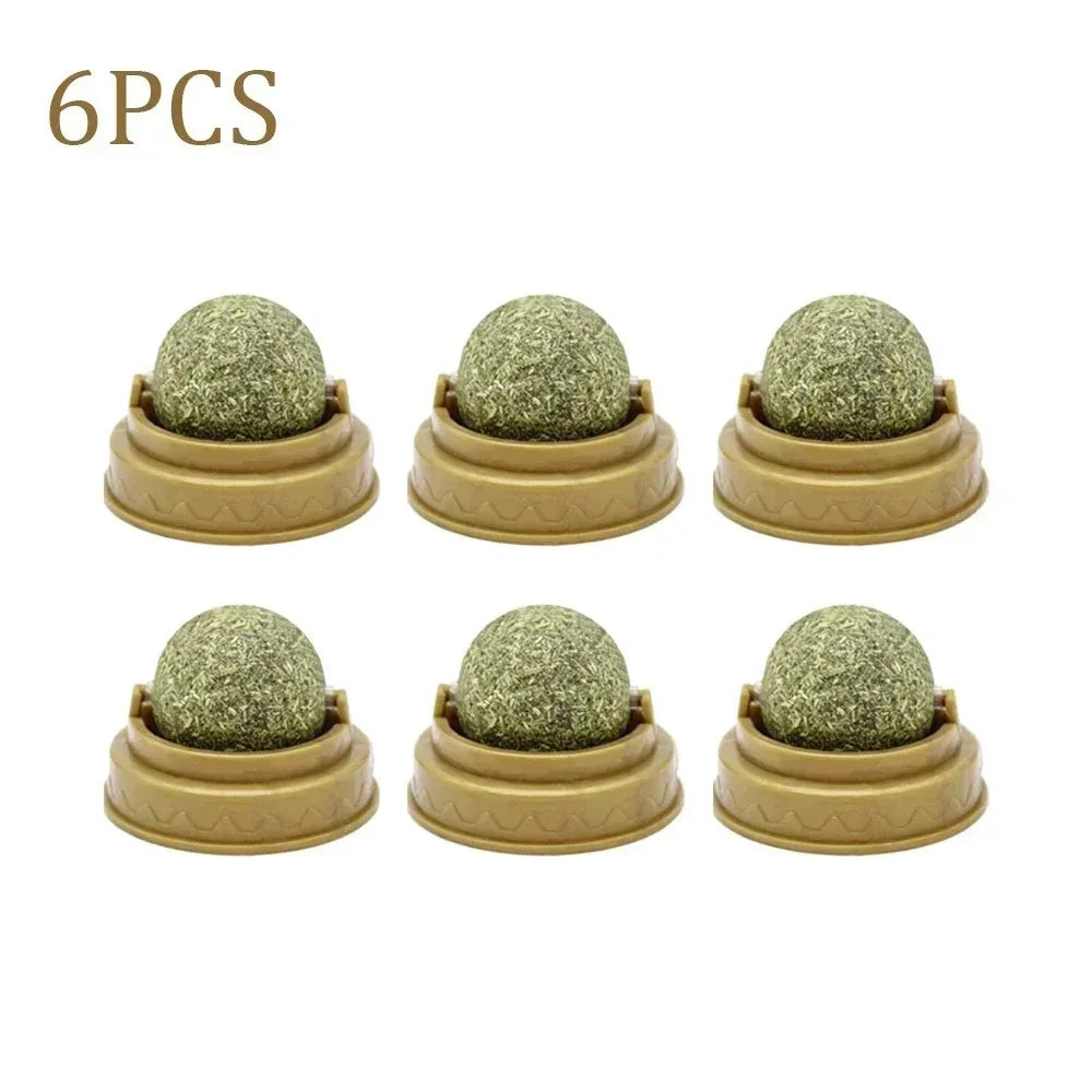 2-6PCS Cat Mint Toy Rotating Cat Mint Ball Baby Cat Snacks Cat Grass Plant Hair Transformation Cat Pet Products Catni