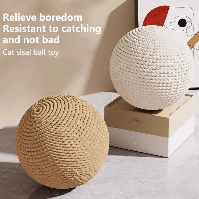 Interactive Sisal Cat Scratching Ball Toy For Kitten Teeth Cleaning Anti Bite Pet Supplies Sounding Toy 10CM  Super Big Cat Ball