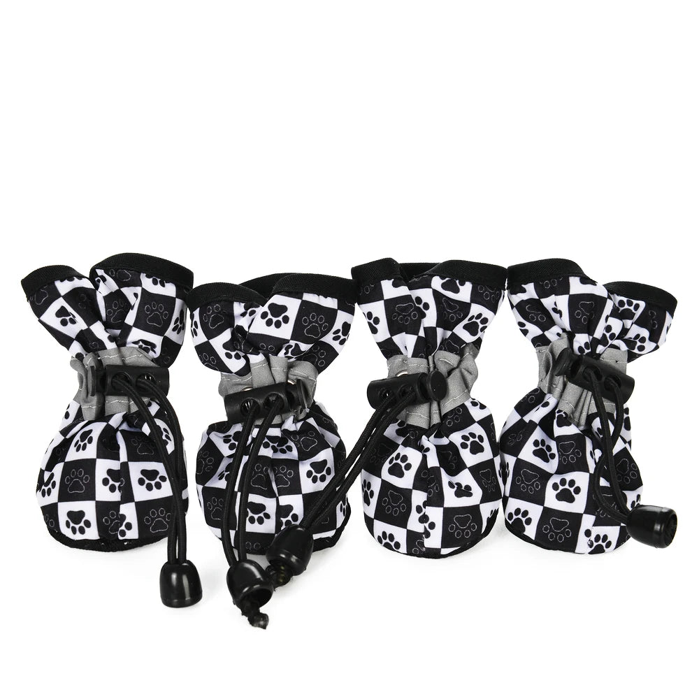 4 Pcs Waterproof Dog Shoes For Small Dogs Chihuahua Adjustable Reflective Rain Boots Puppy Pet Cat Socks Booties Pet Products