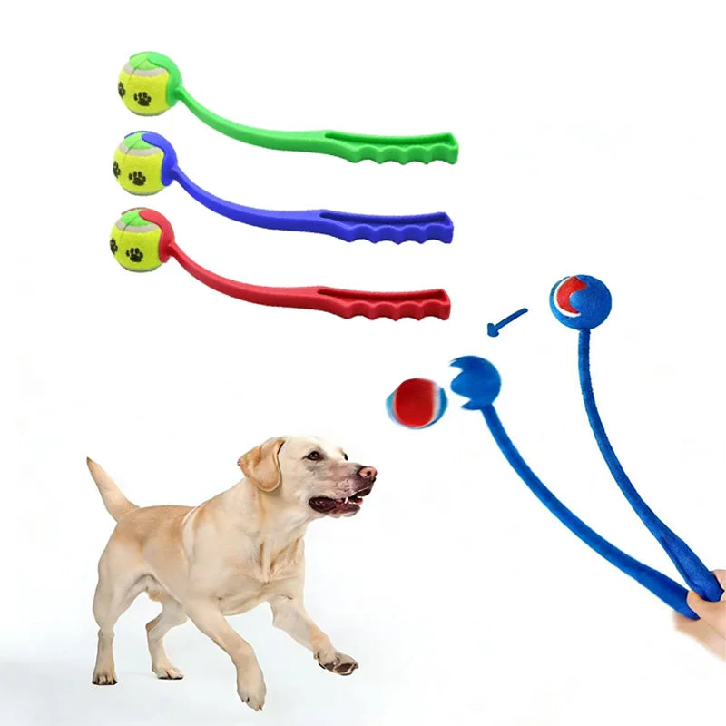 Pet Tennis Ball Launcher Set Outdoor Dog Training Toy Fetch Play Durable Ergonomic Handle Interactive Ball Picking Pet Supplies