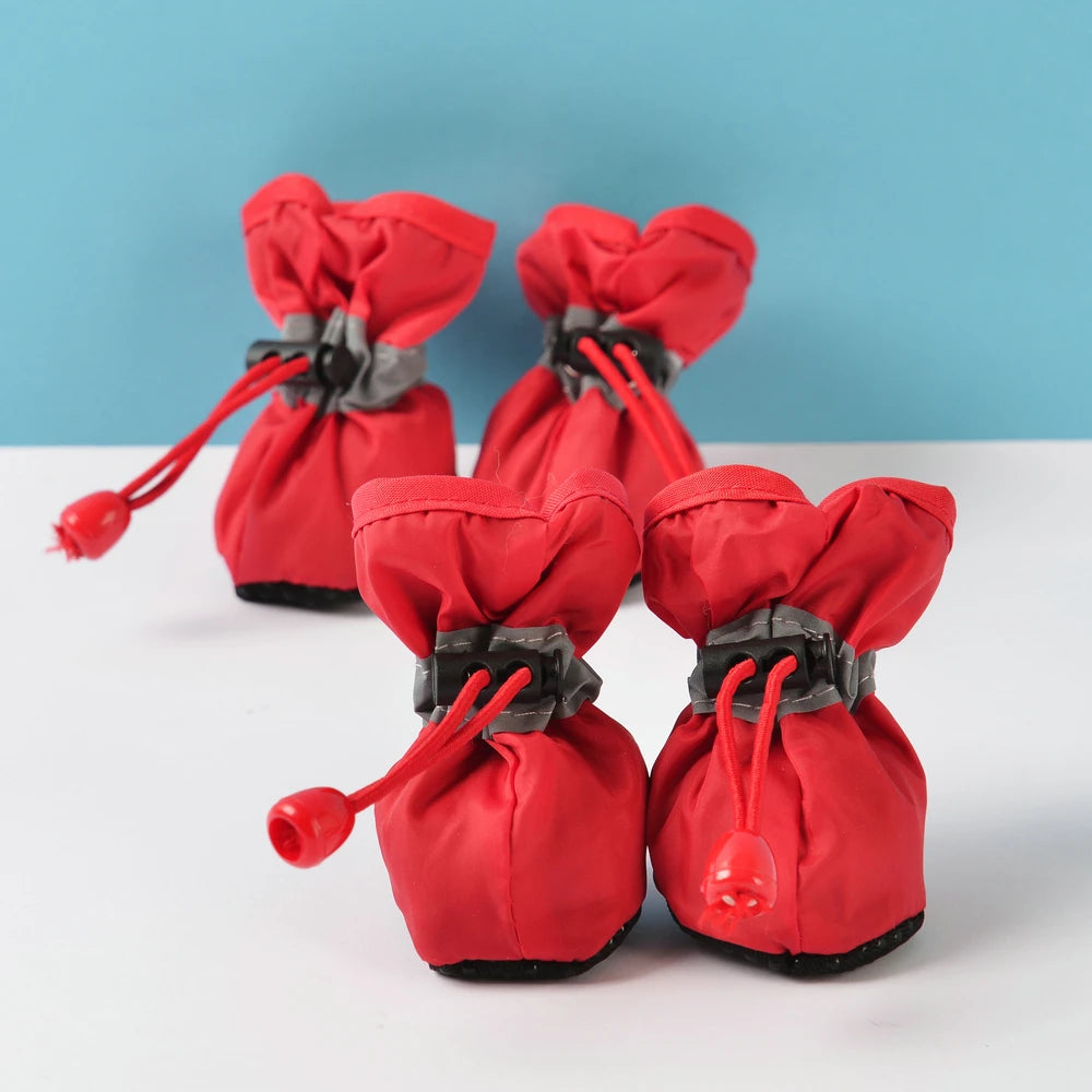 4 Pcs Waterproof Dog Shoes For Small Dogs Chihuahua Adjustable Reflective Rain Boots Puppy Pet Cat Socks Booties Pet Products